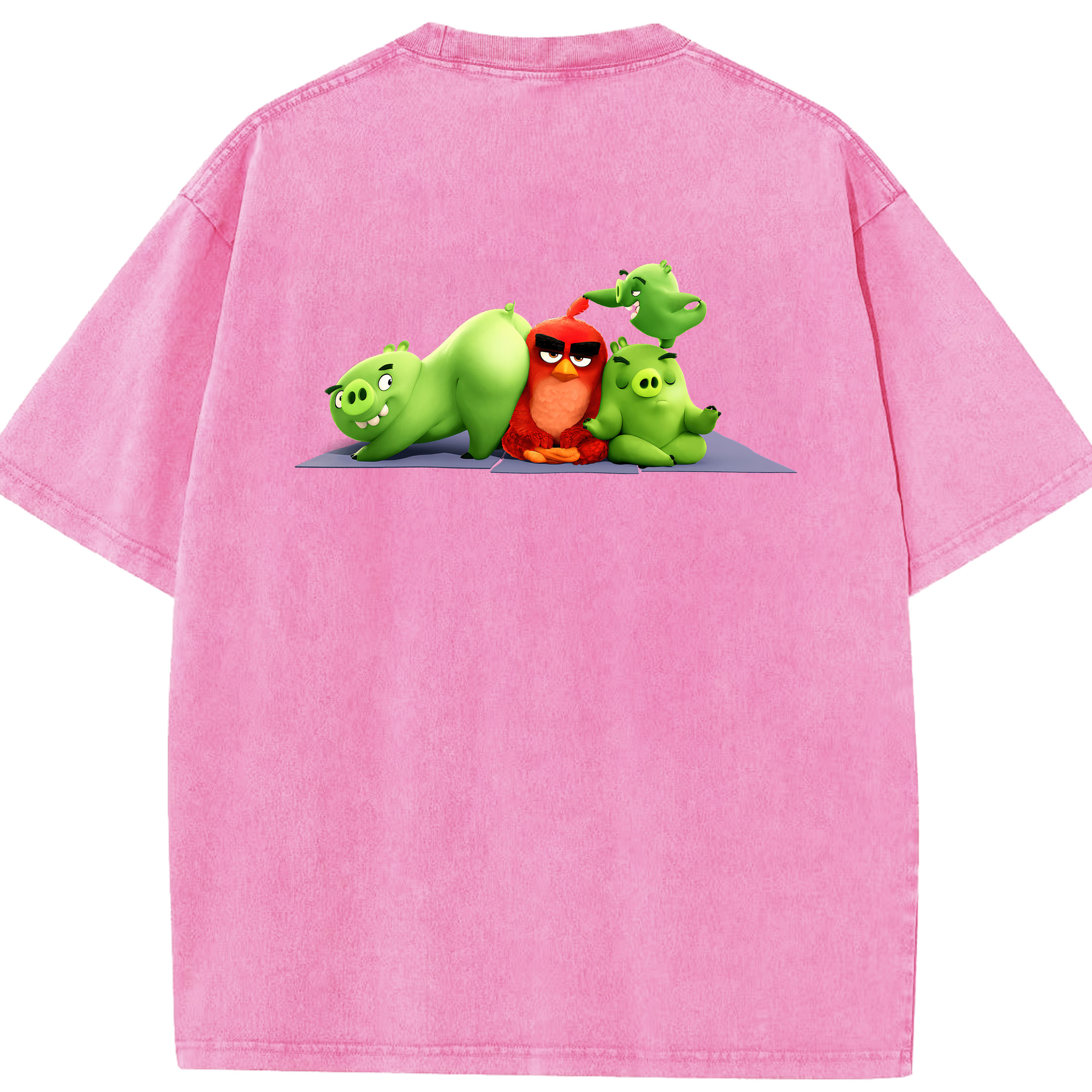 （画像用） Angry Birds アングリーバード 綿100% ヴィンテージ風 半袖Tシャツ（背面プリント）